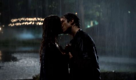 But at Comic-Con on Sunday, The Vampire Diaries panel opened with this epic video, which includes a brand-new rain kiss that gives Delena a run for their money. | Watch Ian Somerhalder And Chris Wood Recreate Delena's Epic Rain Kiss Damon And Elena Rain Kiss, Delena Rain Kiss, Delena Quotes, Damon And Elena Kiss, Damon Y Elena, Spotify Poster, Rain Kiss, Damon And Elena, Damon And Stefan Salvatore