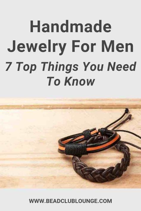 Diy Male Jewelry, Diy Mens Jewelry How To Make, Mens Bracelets Handmade, Men Handmade Jewelry, Jewelry Design Men, Diy Men Jewelry Ideas, Diy Men Bracelet Ideas, How To Make Leather Bracelets For Men, Mens Diy Jewelry