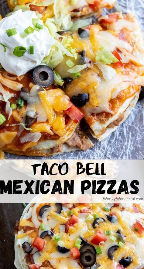 Mexican Pizza Recipe Easy, Diy Mexican Pizza, Taco Bell’s Mexican Pizza, Homemade Mexican Pizza Taco Bells, Taco Pizza Recipe Homemade, Supper Ideas Mexican, Homemade Pizzas Easy, Fried Chicken Nachos, Easy Copycat Dinner Recipes