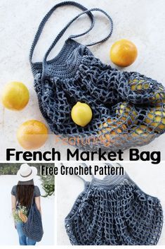 Market Bag Free Pattern, Market Bag Pattern, Bag Free Pattern, French Market Bag, Crochet Tote Pattern, 4mm Crochet Hook, Crochet Market Bag, Market Bags, French Market