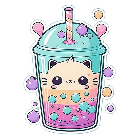 Kawaii, Kawaii Drawings Boba Tea, Cute Boba Tea Drawing, Bubble Tea Cartoon, Cartoon Boba, Boba Drawing, Tea Cartoon, Bubbles Cartoon, Boba Time