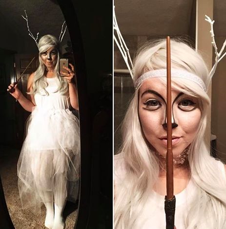 EXPECTO PATRONUM! My stag patronus costume is Riddikulus! #harrypotter… Patronus Costume, Villan Party, Geeky Halloween Costumes, Stag Patronus, Harry Potter Halloween Costumes, Hogwarts Party, Clever Costumes, Up Halloween Costumes, Harry Potter Bday