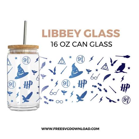 Free Glass Can Svg, Free Libbey Glass Svg, Libbey Glass Can Svg Free, Libby Cup Designs Free, Harry Potter Glass Cup, Glass Can Svg Free, Harry Potter Cups Vinyl, Beer Can Glass Design Svg Free, Glass Can Wrap Svg Free