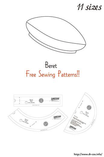 Doll Beret Pattern, Fleece Beret Pattern, Beret Sewing Pattern, Topi Baret, Tips Menjahit, Pola Topi, Beret Pattern, Hat Template, Sewing Hats