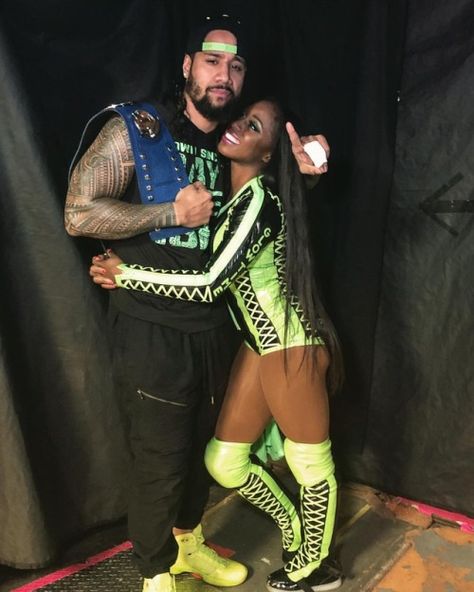 Jimmy Uso and Naomi Jonathan Fatu, Black Celebrity Couples, Naomi Wwe, Roman Reigns Family, Jimmy Uso, Roman Reigns Dean Ambrose, Trinity Fatu, Wwe Couples, Wwe Tag Teams