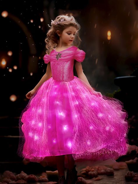 PRICES MAY VARY. Magical Light Up Dress Make your little princess dreams come true with UPORPOR magical light up princess dress costume which features a fun and magic design with sparkling lights that will enchant girls For Princess Design The glowing princess dress is made from high quality materials including a soft and flowy tulle layer and lace design with a star in the front of chest catching the light beautifully and add an extra touch of glamour Perfect For Any Gathering Whether it is for Pink Princess Dresses, Light Up Dress, Princess Aurora Costume, Princess Dress Costume, Princess Sleeping, Aurora Costume, Light Up Dresses, Princess Halloween Costume, Princess Beauty