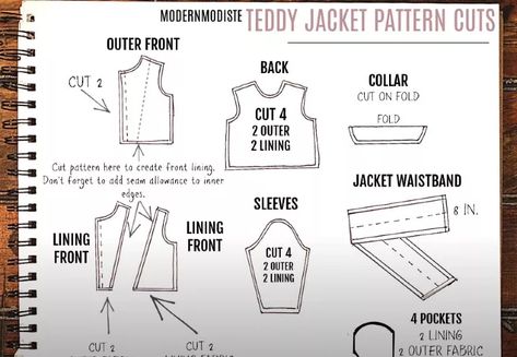 Couture, Sherpa Jacket Sewing Pattern, Fleece Jacket Pattern Free, Fleece Jacket Sewing Pattern, Fleece Jacket Pattern, Cow Crafts, Classic Fashion Pieces, Macrame Headband, Diy Teddy Bear