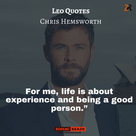Chris Hemsworth Quotes, Leo Moon Sign, Actors Quotes, Celebrities Quotes, Marvel Bunch, Leo Quotes, Male Celebrity, Celebrity Quotes, Actor Quotes