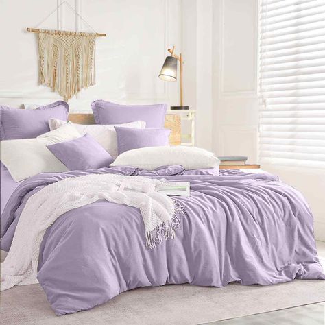 Amazon.com: ETDIFFE Sage Green Comforter Set Twin/Twin XL Size, 2pc Aesthetic Modern Bedding Set - Soft & Lightweight All Season Extra Long Microfiber Down Alternative Bed Comforter with 1 Pillow Sham : Home & Kitchen Light Purple Rooms, Light Purple Bedding, Purple Comforter Set, Modern Bedding Set, Green Comforter Sets, Lavender Bedroom, Purple Comforter, Purple Room Decor, Purple Bedding Sets