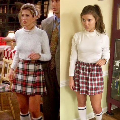 Rachel Green Style, Rachel Green Outfits, Green Outfits, Red Plaid Skirt, 90s Inspired Outfits, Populaire Outfits, Outfit 90s, 90s Fashion Outfits, 90s Outfit