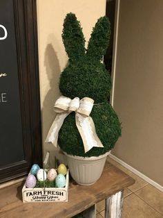 The perfect porch decor for this upcoming Easter season! diy | easter crafts | easter decor | decor | diy decor | diy easter decor | holiday | diy holiday crafts | deasy holiday crafts | porch decor Easter Topiary Diy Front Porches, Easter Planter Ideas Front Porch, Easter Front Porch Ideas, Easter Porch Ideas, Easter Porch Decor Outdoor, Easter Porch Decorations, Easter Planters, Outdoor Easter Decorations Diy, Outdoor Easter Decor