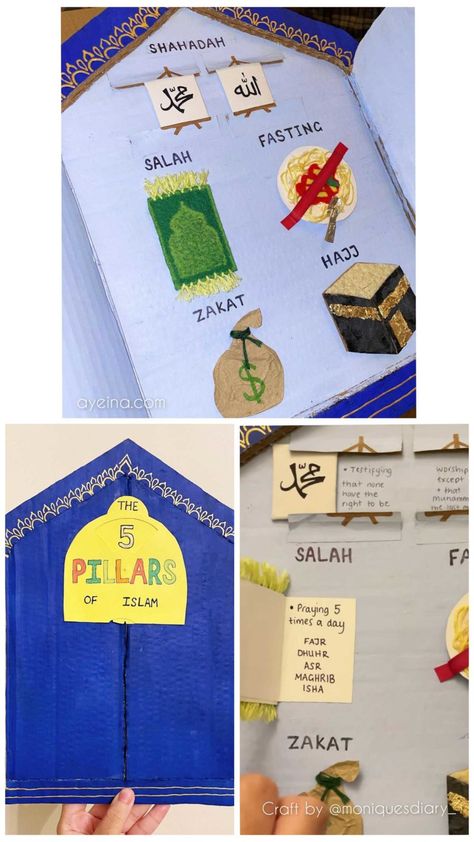 5 Pillar Of Islam Art And Craft, 5 Pillars Of Islam Poster, Five Pillars Of Islam Craft, Five Pillars Of Islam Project, Five Pillars Of Islam For Kids, 5 Pillars Of Islam For Kids, 5 Pillars Of Islam Craft, Islamic Crafts For Kids, Islamic Activities For Kids