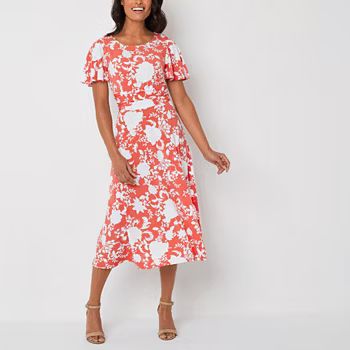 Floral Dresses | Spring & Summer Dresses | JCPenney Dresses For Church, Summer Dresses With Sleeves, Flare Dress Casual, Dark Floral Dress, Midi Dress Outfit, Jcpenney Dresses, Flare Dresses, Cute Floral Dresses, Beautiful Floral Dresses