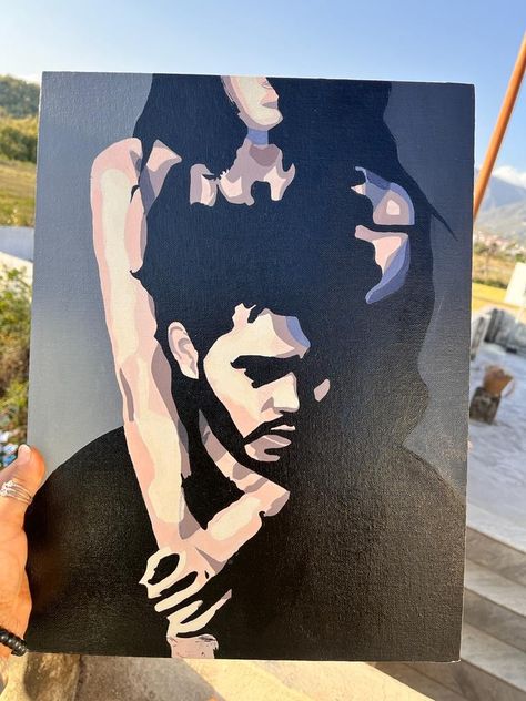 Music Acrylic Painting Ideas, Cute Aesthetic Painting Ideas On Canvas, Trilogy Painting, The Weeknd Painting, Paintings To Sell, Lana Del Rey Painting, Album Paintings, Canvas Painting Patterns, The Weeknd Drawing