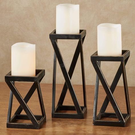 PRICES MAY VARY. 🕯️ SIGNATURE SELECTION 🕯️ - Selected with you in mind, these candleholders are one of our favorite contemporary choices. Without a doubt in our heart, we believe you are worthy of pillar candle decor as unique and beautiful as you. Decorate your home or office atmosphere with distinction, using this dynamic choice. 🕯️ SPLENDOROUS EXPERIENCE 🕯️ - Imagine for a moment, sitting by the fire, dining with guests, lounging in the living room and before your eyes is something meanin Candles Modern, Industrial Candle, Rustic Wood Candle Holders, Wood Pillar Candle Holders, Pillar Candle Decor, Farmhouse Candle Holders, Candle Modern, Candle Display, Black Candle Holders