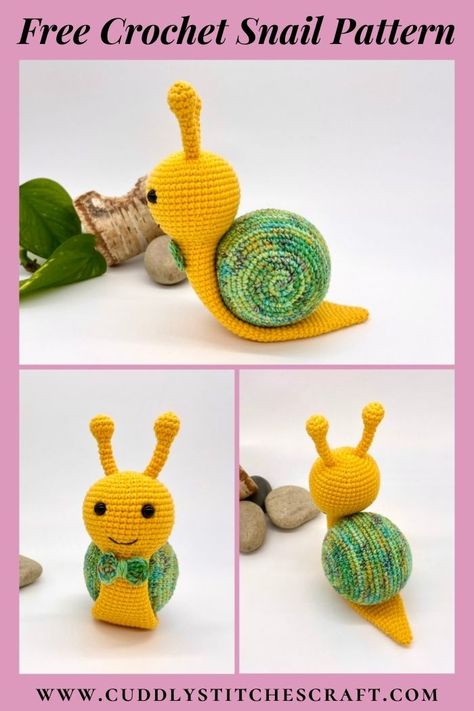 Crochet Amigurumi Multicolor Yarn, Crochet Small Snail Free Pattern, How To Crochet A Snail, Free Snail Crochet Pattern, Crochet Snail Free Pattern, Amigurumi Snail Free Pattern, Free Amigurumi Crochet Patterns Animals, Snail Amigurumi Free Pattern, Crochet Animals Free Patterns Amigurumi