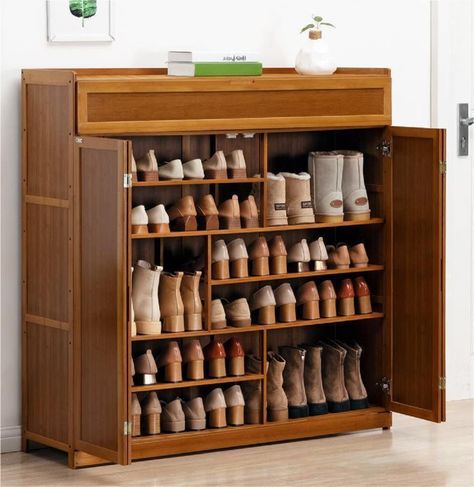 PRICES MAY VARY. ⭐【Bamboo Shoe Cabinet】- Our shoe storage cabinet is made of premium bamboo, it is durable, abrasion-resistant, waterproof, which is great for home. Double folding door design is more easy to open it. ⭐【Large Capacity】- This 7 tier tall shoe cabinet provides a large capacity for your daily shoes, slippers, sneakers, while the special square layers inside design in another height to fit your long boots. Or you can use it to put a suitable size storage box. ⭐【Useful Tabletop】- This Shoe Storage Cabinet With Doors, Shoe Rack Hallway, Shoe Cabinet Entryway, Shoe Rack Entryway, Entryway Shoe Storage, Shoe Rack With Shelf, Shoe Rack Organization, Entryway Shoe, Heels Sneakers