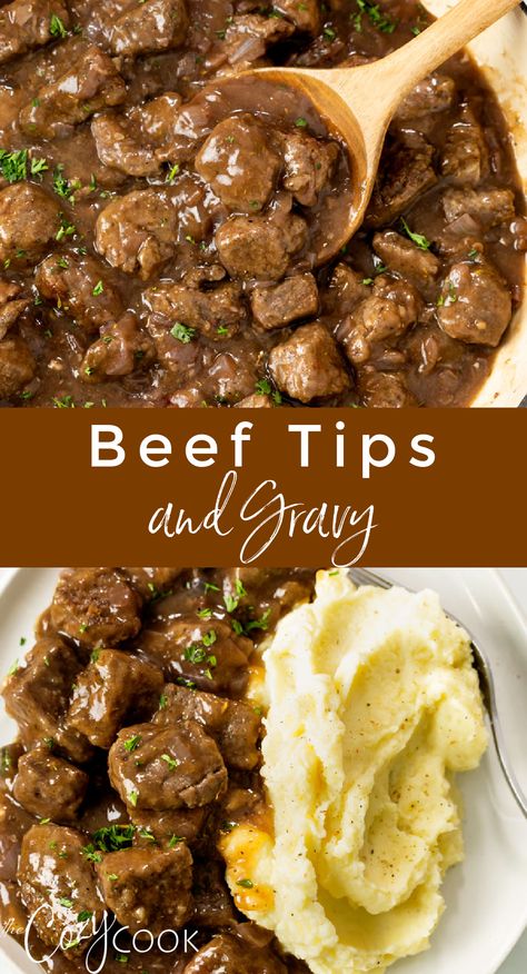 Easy Beef Dinner Recipes For Two, Family Dinner Recipes Beef, Crockpot Recipes Stew Meat, Slow Cooker Beef Tips With Gravy, Easy Dinner Recipes For Family Beef, Easy Meat Dinners, Steak Tips Recipe Crockpot, Beef For Stew Recipes, Easy Beef Tips And Gravy Stove Top