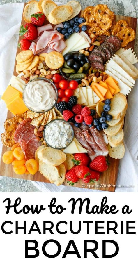 How to Make a Charcuterie Board - Spend With Pennies Make A Charcuterie Board, Plateau Charcuterie, Appetizer Platters, A Charcuterie Board, Charcuterie Inspiration, Charcuterie Platter, Party Snack, Charcuterie And Cheese Board, Charcuterie Recipes