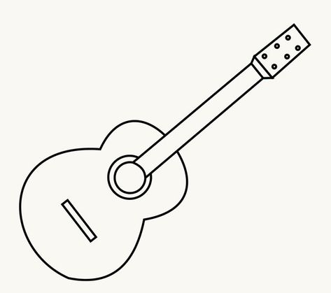How to Draw Guitar: Step 9 Simple Guitar Drawing, Draw A Guitar, Guitar Outline, Guitar Sketch, Simple Guitar, Music Birthday Party, Super Coloring Pages, Guitar Drawing, Travel Journal Pages