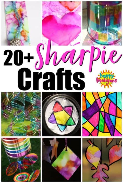 20+ Fun and Creative ways to use Sharpies! Great art ideas and crafts for kids using permanent Sharpie markers. #HappyHooligans #KidsCrafts #CraftsForKids #DaycareCrafts #KidsArt #ArtForKids #PreschoolCrafts #CraftsForTweens #CraftsForTeens #Sharpies #Markers #Art #Crafts Amigurumi Patterns, Sharpie Art On Paper, Sharpie Canvas, Sharpie Art Projects, Diy Sharpie Crafts, Sharpie Projects, Kindergarten Craft, Markers Art, Happy Hooligans