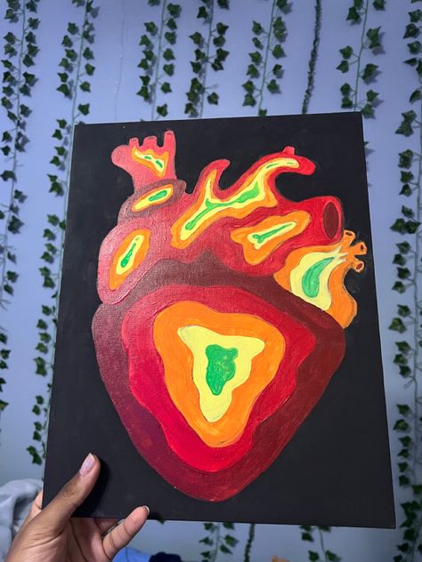 heart painting | thermal painting | painting inspo| paint aesthetic | art inspiration | things to draw | drawing | art ideas Tela, Thermal Heart Painting, Heat Drawing Ideas, Heat Painting Ideas, Canvas Painting Heart Ideas, Heart Abstract Art, Thermal Drawing Aesthetic, Thermal Art Aesthetic Painting, Thermal Art Drawing