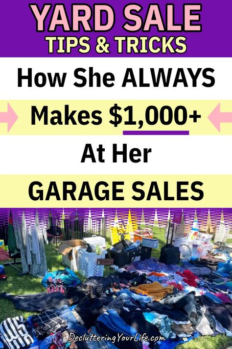 Decluttering Club-Get Rid Of It Challenge (Box In/Box Out) Garage Sale Signs Funny, Garage Sale Ideas Display, Yard Sale Pricing Guide, Yard Sale Ideas, Garage Sale Pricing Guide, Yard Sale Clothes Rack, Funny Yard Signs, Yard Sale Tips, Yard Sale Display