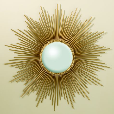 Sunburst Mirror-Gold Spiegel Gold, Gold Sunburst Mirror, Spiegel Design, Starburst Mirror, Gold Sunburst, How To Clean Mirrors, Mirror Design Wall, Brass Mirror, Sunburst Mirror