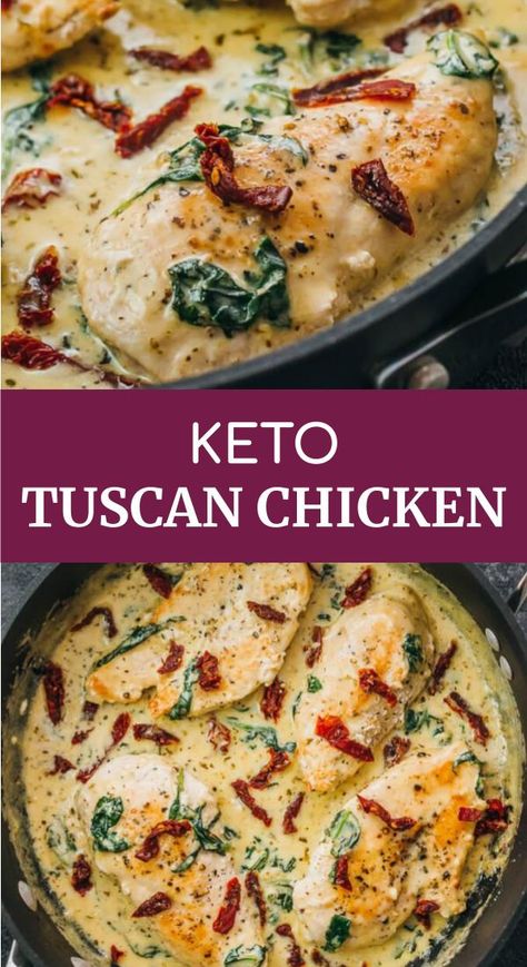 Chicken Skillet Dinner, Keto And Gluten Free, Low Carb Dinner Chicken, Gluten Free Keto, Creamy Garlic Sauce, Skillet Dinner, Chicken Skillet, Tuscan Chicken, Keto Lunch