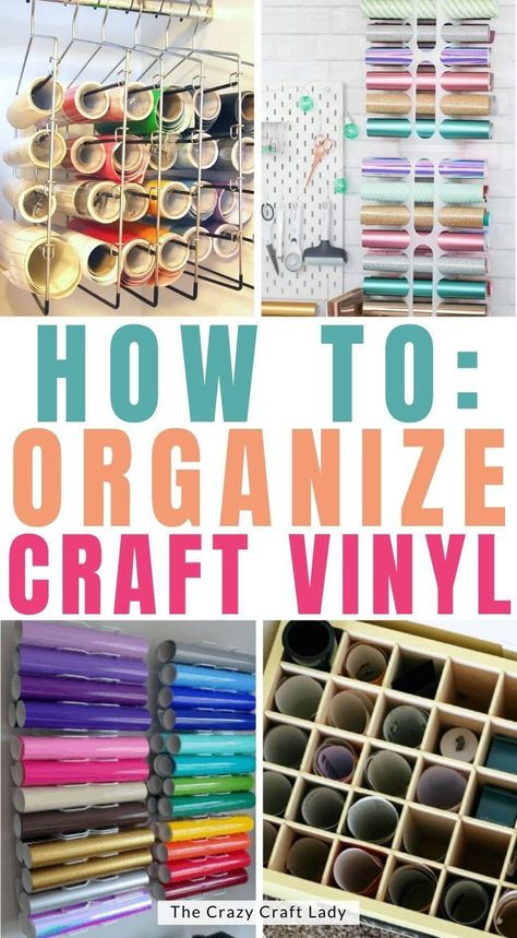 Organisation, Storage For Vinyl Rolls Diy, How To Organize Vinyl Rolls, Organizing Vinyl Rolls, Storing Cricut Vinyl Rolls, Storing Vinyl Rolls, Cricut Vinyl Storage Ideas Diy, How To Store Vinyl Rolls, Vinyl Holder Ideas