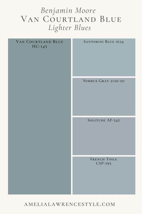 Van Courtland Blue by Benjamin Moore should be on the top of your favorite paint list. This elegant Old World blue is timeless and effortless. Van Cortlandt Blue, Benjamin Moore Apollo Blue, Amsterdam Blue Benjamin Moore, Bm Blue Heather Benjamin Moore, Neutral Light Blue Paint Colors, Cornflower Blue Benjamin Moore, Ocean City Blue Benjamin Moore, Schooner Benjamin Moore, Benjamin Moore Amsterdam Blue