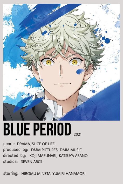 Jjk Movie Poster, Blue Period Anime Poster, Anime Poster Blue Exorcist, Blue Period Minimalist Poster, The Blue Period, Given Minimalist Poster, Anime Minimalistic Poster, Blue Period Yatora X Yotasuke, Blue Anime Poster
