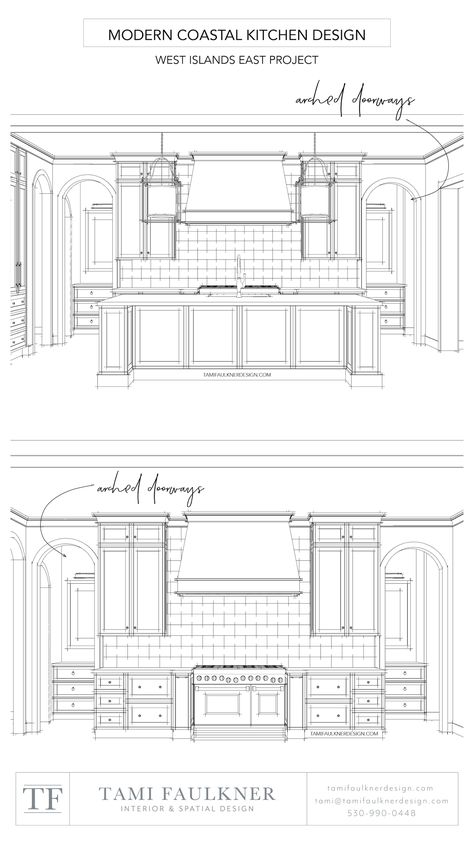 FIVE THINGS TO THINK ABOUT BEFORE ADDING ARCHES TO YOUR DESIGN PROJECT — Tami Faulkner Design California Ranch Style Homes, Tami Faulkner, Kitchen Floor Plan, Custom Floor Plans, Kitchen Floor Plans, Interior Design Sketches, Ranch Style Home, Kitchen Inspiration Design, Kitchen Plans