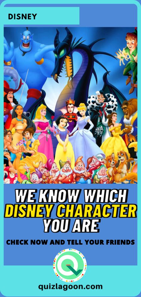 What Disney Character Am I Quiz, What Character Am I, Goofy From Mickey Mouse, Disney Princess Quiz Buzzfeed, U Quiz, Disney Personality Quiz, Disney Character Quiz, Disney Trivia Questions, Disney Test