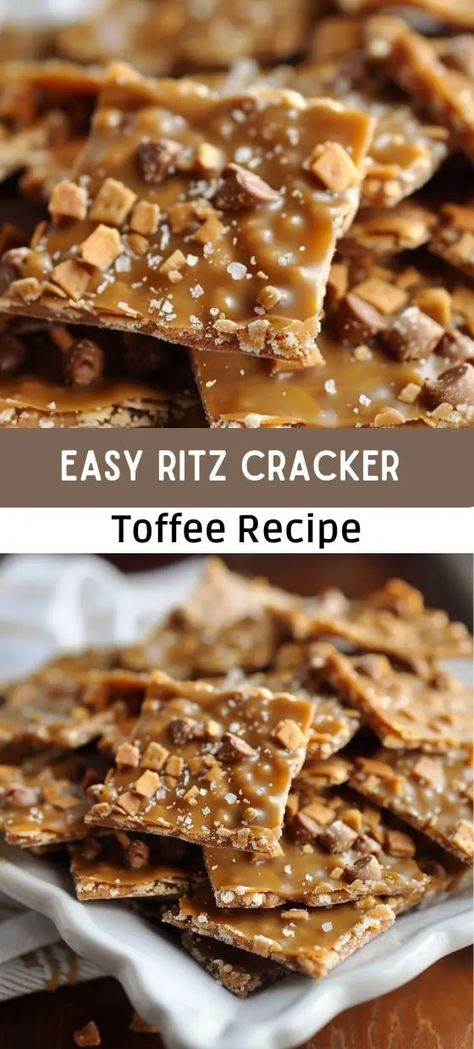 Easy Ritz Cracker Toffee Recipe – Sweet & Crunchy Ritz Cracker Toffee Recipe, Ritz Cracker Candy, Ritz Cracker Dessert, Toffee Christmas, Cracker Toffee Recipe, Ritz Cracker Toffee, Desert Bars, Cracker Dessert, Crackers Appetizers