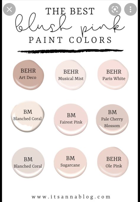 Blush Pink Paint Color Behr, Blush Color Paint, Pink Office Door, Pale Bedroom Paint Colors, Blush Pink Master Bath, Best Pink Paint Color Behr, Dusty Pink Paint Color Bedroom, Pink Sand Paint Color, Woman Bedroom Paint Colors