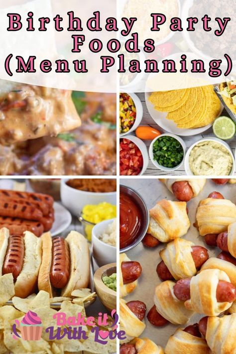 Birthday Party Foods, Girl Birthday Party Food, Kids Party Menu, Kid Friendly Party Food, Adult Birthday Party Food, Birthday Party Meals, Birthday Party Appetizers, Recipes For Hosting, Kids Birthday Food