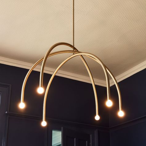 Arc Chandelier (In-Stock & Ready to Ship) | West Elm Mobile Chandelier, 3 Light Chandelier, Contemporary Chandelier, Candelabra Bulbs, Key Details, Small Furniture, Sloped Ceiling, Incandescent Bulbs, Large Furniture