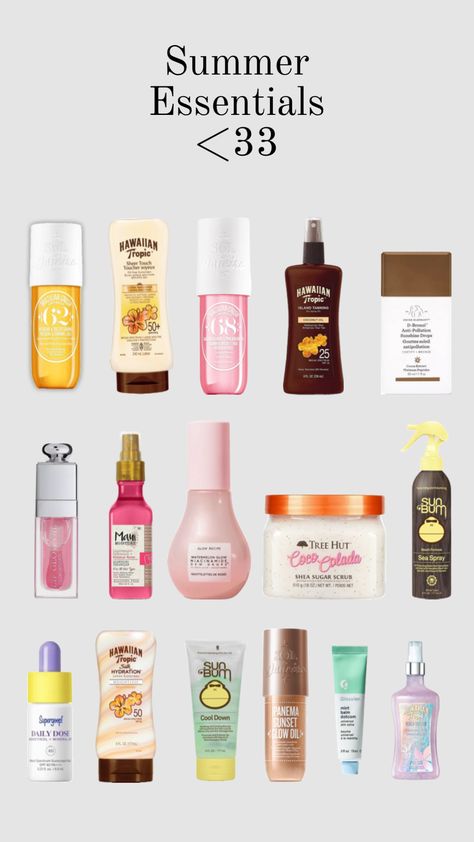 Preppy Summer Skincare, Summer Makeup Products Aesthetic, Summer Essentials List, Summer Make Up Products, Summer Makeup Essentials, Summer Skincare Aesthetic, Summer Nessesities, Sephora Summer Must Haves, Summer Must Haves Products