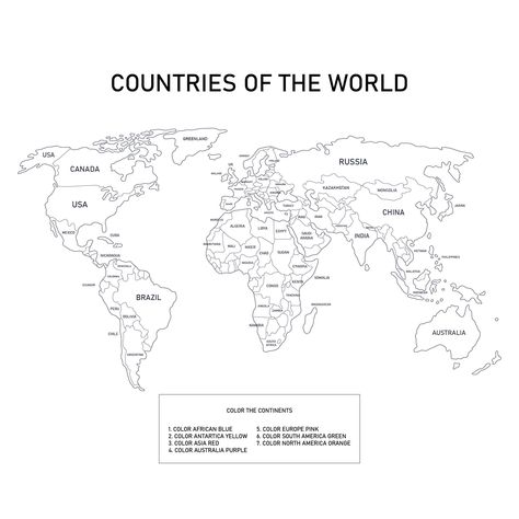 Map Of The World Coloring Page, Blank World Map With Countries, Free Printable World Map With Countries, World Map Outline Printable, World Map Printable Free, Map Of The World Printable, World Map Aesthetic, Printable World Map With Countries, World Map Sketch