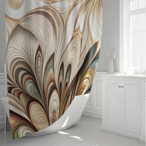 Bless international Yesmin Abstract Shower Curtain | Wayfair Cozy Cottage Kitchen, Ruffle Shower Curtains, Abstract Shower Curtain, Vinyl Liners, Cotton Shower Curtain, Water Repellent Fabric, Fabric Shower Curtains, Bathroom Shower Curtains, Cozy Cottage