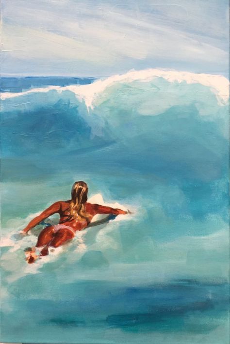 Art Plage, Surf Painting, Beach Wall Collage, Surf Poster, Surf Life, Water Art, Surf Art, Turquoise Water, Surfer Girl