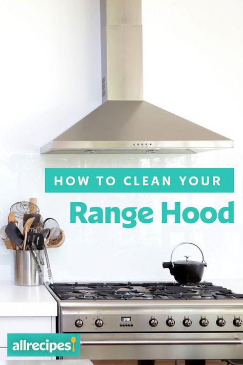 How to Clean Your Range Hood | "Not only does the powerful suction fan do its job removing strong fumes, but the hood even adds a bit of extra lighting to stovetop projects. So give this hard worker some extra love at least twice a year to keep it clean and functioning. Here are the simple steps to help your range hood look shiny and new:" #kitchenideas #cleaning #organization #kitchenorganization Cleaning Range Hood, Stove Range Hood, Metal Range Hood, Stainless Steel Island, Oven Hood, Hood Fan, Clean Stove, Cleaning Organization, Stove Hoods