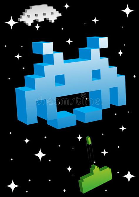 Big Blue Space Invader. 3D style invader from outer space in vector format #Sponsored , #Affiliate, #Paid, #Space, #Blue, #space, #Invader Kawaii, Space Invaders Art, Aesthetic Arcade, 80s Retro Aesthetic, Space Invader, Pixel Art Background, Galaxy Wallpaper Iphone, Stars Black, Space Games