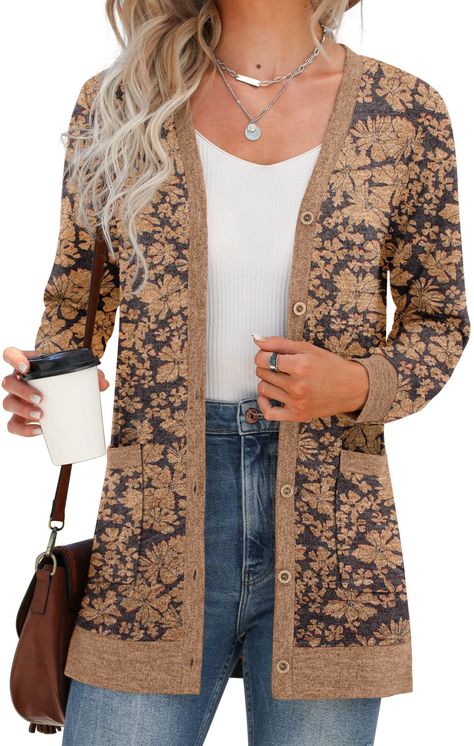 PRICES MAY VARY. 1.Material: cardigan for women soft, lightweight, not deformed, withstand washing, available dryer / machine wash 2.Size: open front cardigan are standard US sizes, S = US 4-6, M = US 8-10, L = US 12-14, XL = US 16-18, 2XL = US 20 3.Matching: womens cardigans lightweight simple and versatile, fit, comfortable, do not look bloated. 4.Occasion: This open front cardigans is not very picky about the occasion, daily commute/casual/office/vacation/outdoor, etc. It can meet your needs. Knit Outerwear, Cardigan For Women, Cardigan Button, Fuzzy Cardigan, Business Casual Work, Dryer Machine, Soft Cardigan, T-shirts & Tank Tops, Office Casual