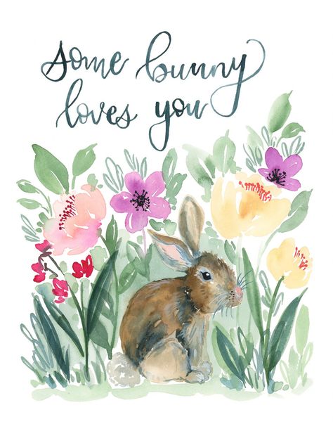 Who do you know who would love this Some Bunny Loves You Print complete with watercolor bunny. It's a free printable for the world to share! Great for #Easter #Nursery #Sprint #freeprintable Easter Images Free, Rabbit Watercolor, Watercolor Bunny, Easter Drawings, Easter Paintings, Bunny Watercolor, Easter Illustration, Bunny Painting, Some Bunny Loves You