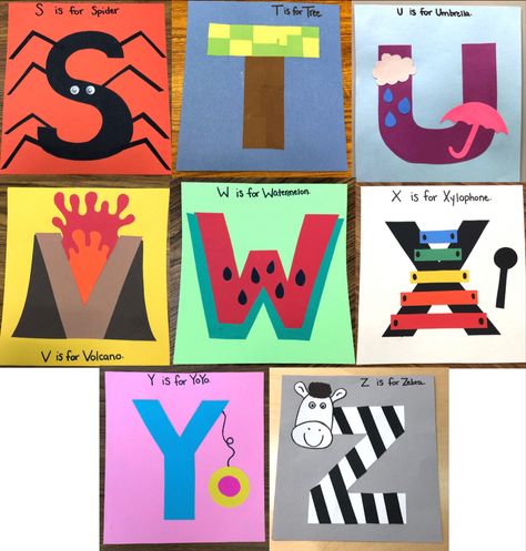 Montessori, Alphabet Pictures Letter Art, Number 7 Crafts For Preschoolers, Preschool Name Art, Letter Crafts For Preschoolers, Letter S Crafts, Preschool Letter Crafts, Alphabet Activities Kindergarten, Alphabet Crafts Preschool