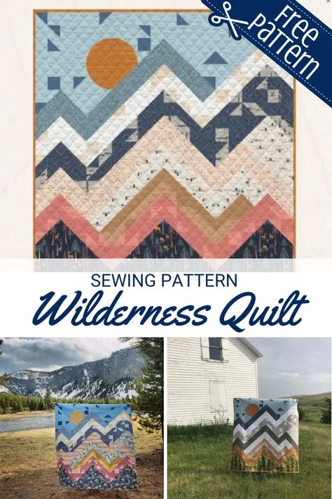 Beginner Block Quilt Patterns, Patchwork, Free Quilt Sewing Patterns, Quilt Patterns Scrap Fabric, Scrappy Mountain Quilt, Diy Quilt Patterns Free, Mountain Block Quilt Pattern, Quilt For Boyfriend, Modern Mountain Quilt Pattern