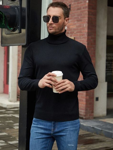 Black Highnecksweater Outfits Men, Highnecksweater Outfits Mens, Mens Mock Neck Outfit, Black Turtle Neck Outfit Men Casual, Black Mens Clothing Styles Modern Gentleman, Turtleneck Outfit Men Casual, Turtle Neck Outfit Men Casual, Mens Clothing Styles Winter, Turtleneck Outfit Layering Men