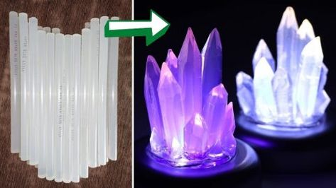 Mandalas, Diy Faux Crystals, Diy Kyber Crystal, Diy Giant Crystals, Glowing Crystal Art, Fake Crystals Diy, Diy Fake Crystals, Diy Glue Stick, Diy Crystal Decor Ideas